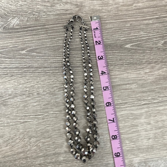 Unique black/gray tone beaded 2-strand necklace - Picture 2 of 6